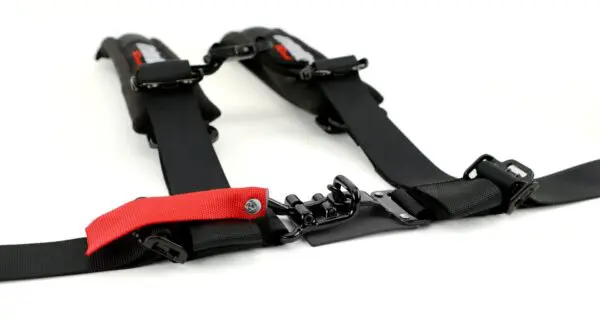 A close up of the straps on a car seat