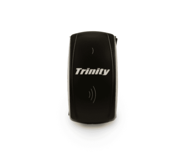 A black trinty remote control is shown.