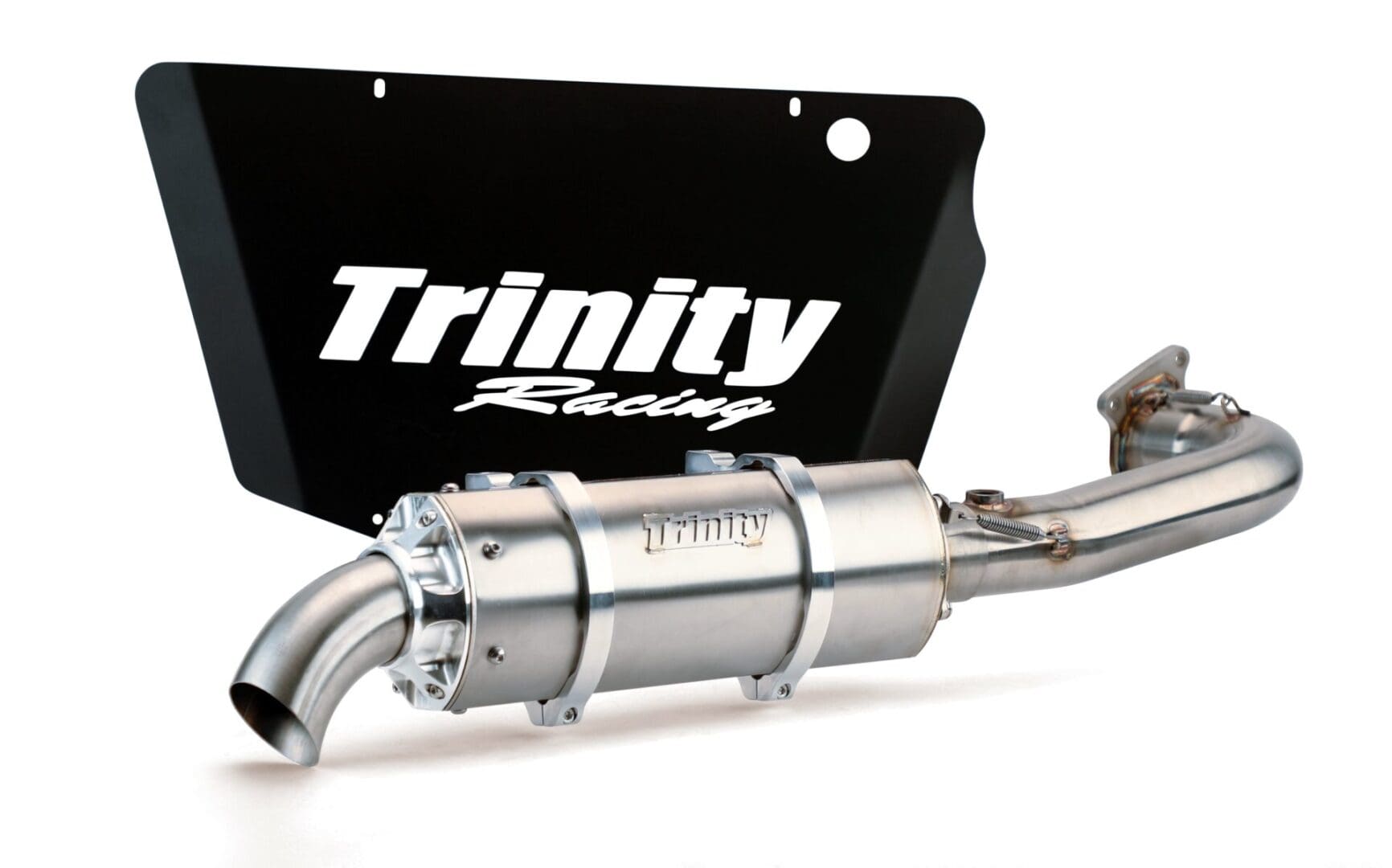 A trinity racing exhaust system is shown.