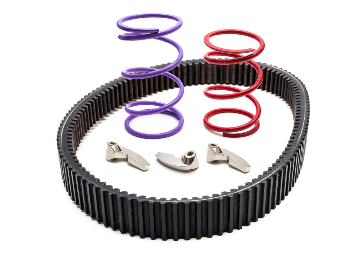 A motorcycle tire and spring kit for the drive belt.